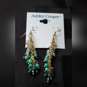 Ashley Cooper Gold and Green Cascade Earrings